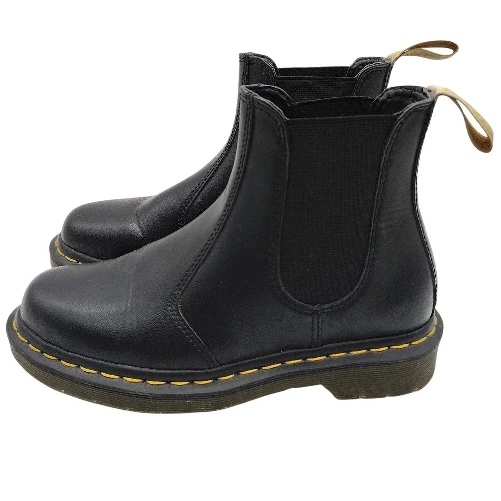 DR. MARTENS US Womens 6 EU 37 Black Vegan Leather 2976 Chelsea Boots No Insoles